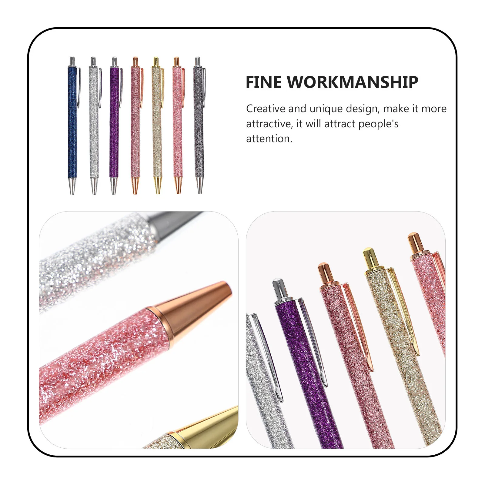 

7Pcs Ballpoint Pen Set Unique Creative Funny Plastic Pens Portable Office School Writing Accessories