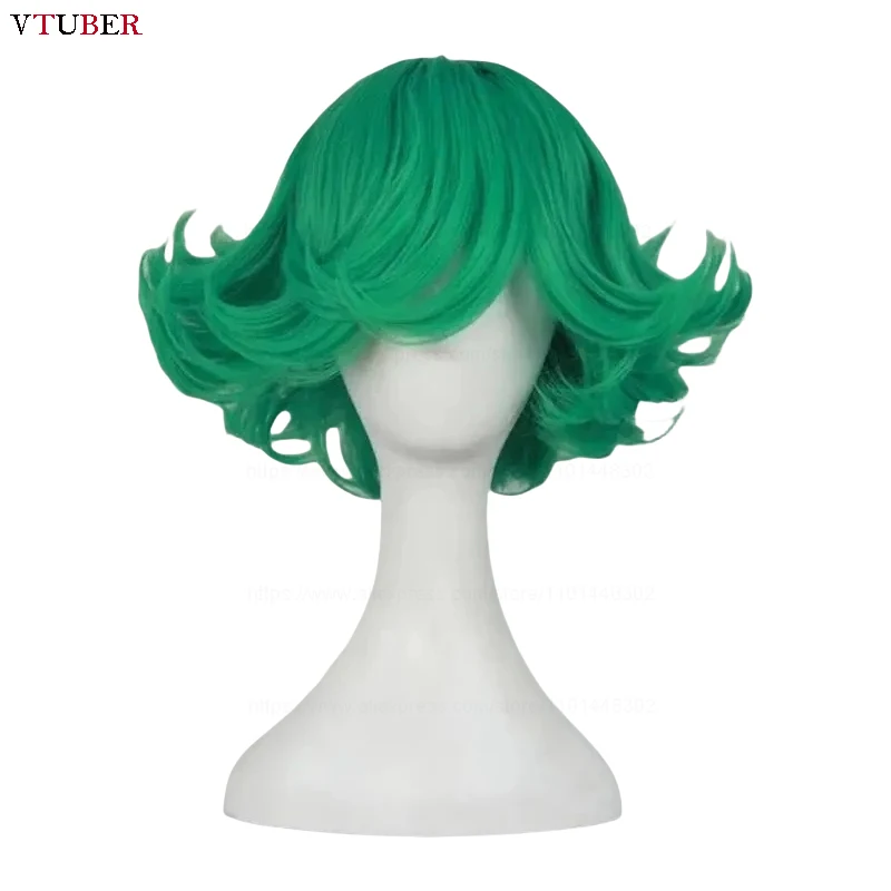 Anime Senritsu no Tatsumaki Cosplay Wig Short Curly Heat Resistant Synthetic Hair Cosplay Role Play Anime Wigs + Wig Cap