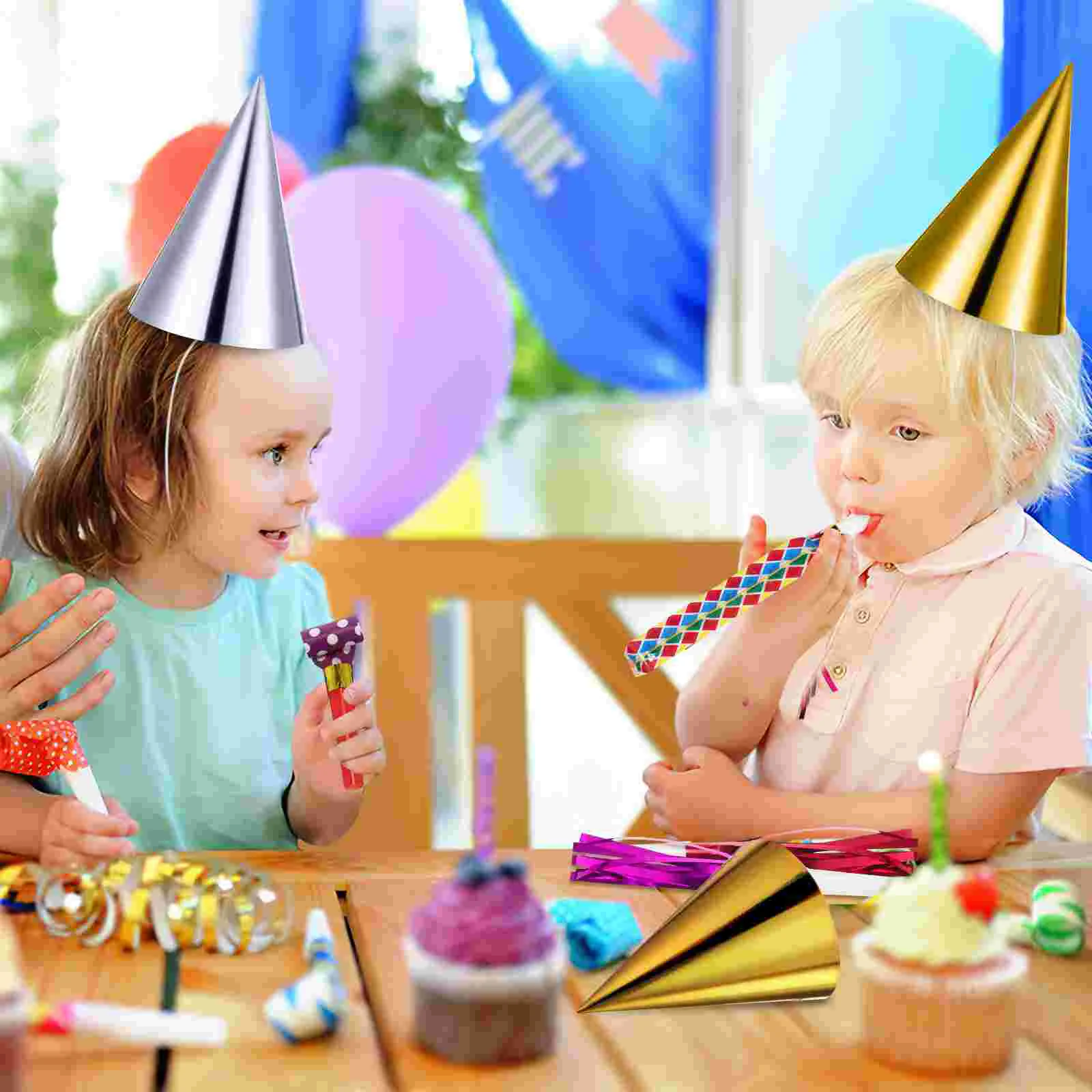 12 pezzi Cappello da festa per bambini Decorazioni colorate Cappelli a cono di Natale verde per copricapo decorativo per compleanno per bambini