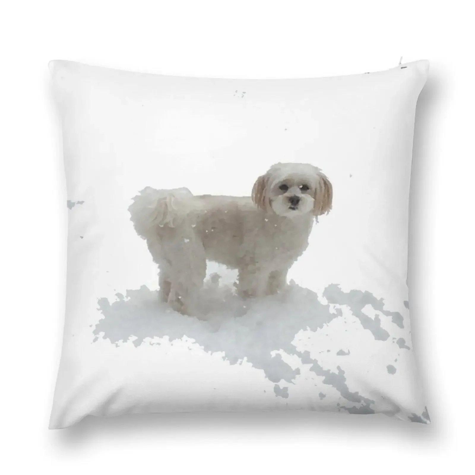 Lily the coton de tulear puppy in the snow Throw Pillow Decorative Sofa Cushion Couch Cushions pillow