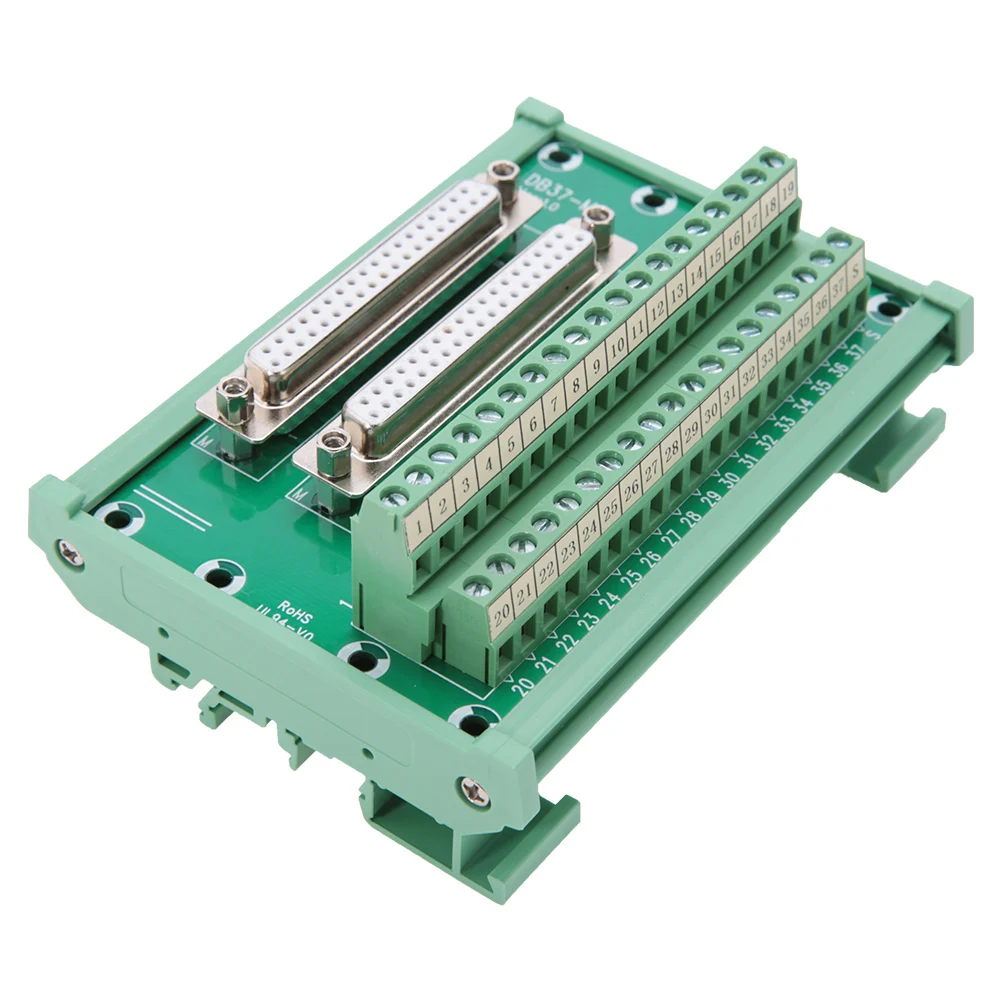 DIN Rail Mount Interface Module DB37-M6 Double Female Head DIN Rail Mount Interface Module Terminal Block Board Connector