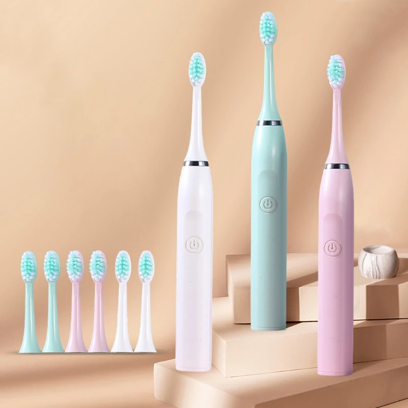 Brosse à dents électrique à ultrasons avec 5 modes d'entretien 3 têtes rechange, batterie AA 62