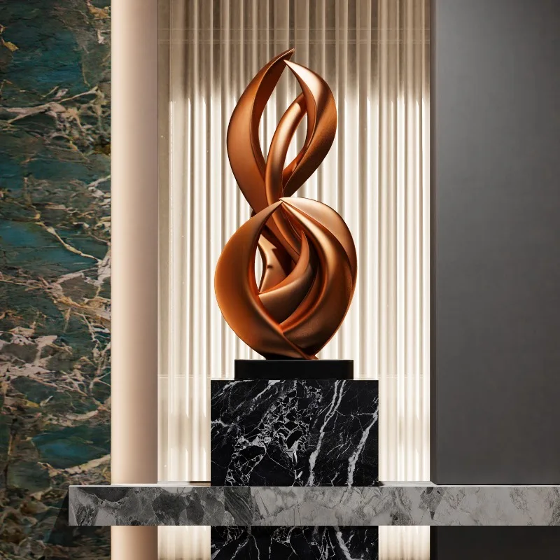 Luxury Geometric Abstract Art Sculpture Floor Decoration Living Room Entrance Hotel Countertop Decorations Craftwork