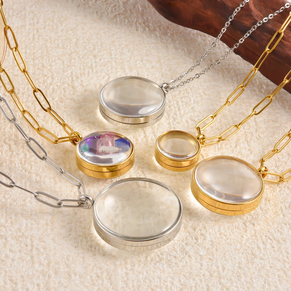 

1Pc Personality Double Curved Round Cremation Urn Locket Pendant Necklaces Jewelry Openable Memory Picture Relicario Men Collar