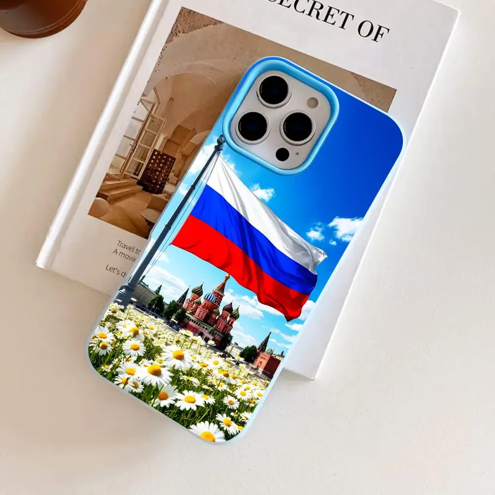

Russia Flag Jelly Double layer Light Blue Mobile Phone Case for iPhone 17 16 15 14 13 12 11 Air Pro Max Plus Protective