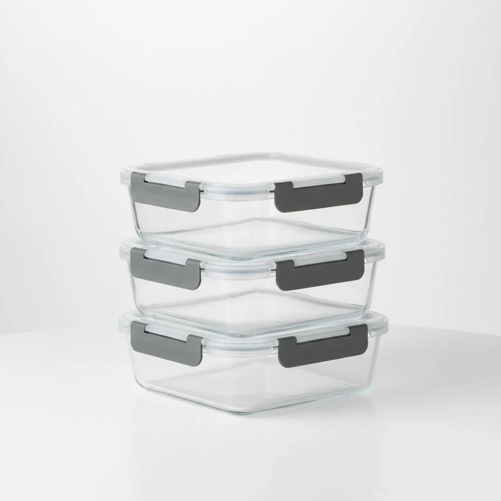 

8 упаковок стеклянных контейнеров для приготовления еды на 30 унций, герметичные крышки, безопасный для микроволновой печи и духовки, штабелируемое хранилище для еды