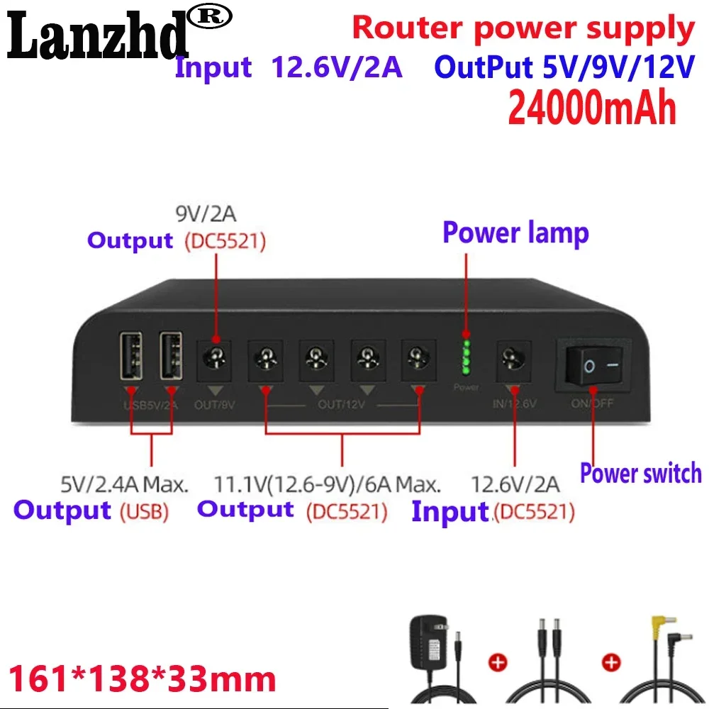 

18650 battery pack 5V 9V 12V 3S4P Multi function battery For router LED lights camera phone Optical cat Continuous operation