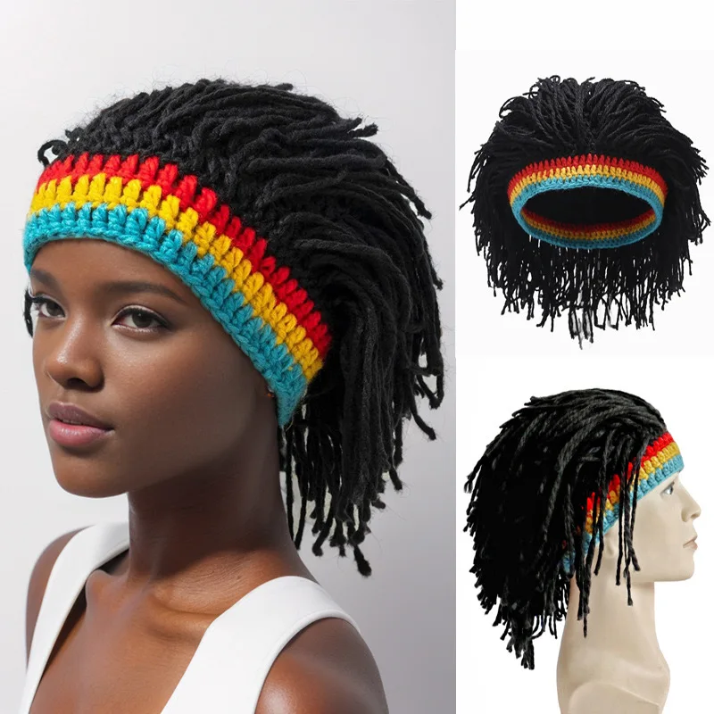 Funny Headsets Dirty Braids Knitted Hats Hip Hop Party HatsMen's and Women's Trendy Personality European and American Warm Knitt
