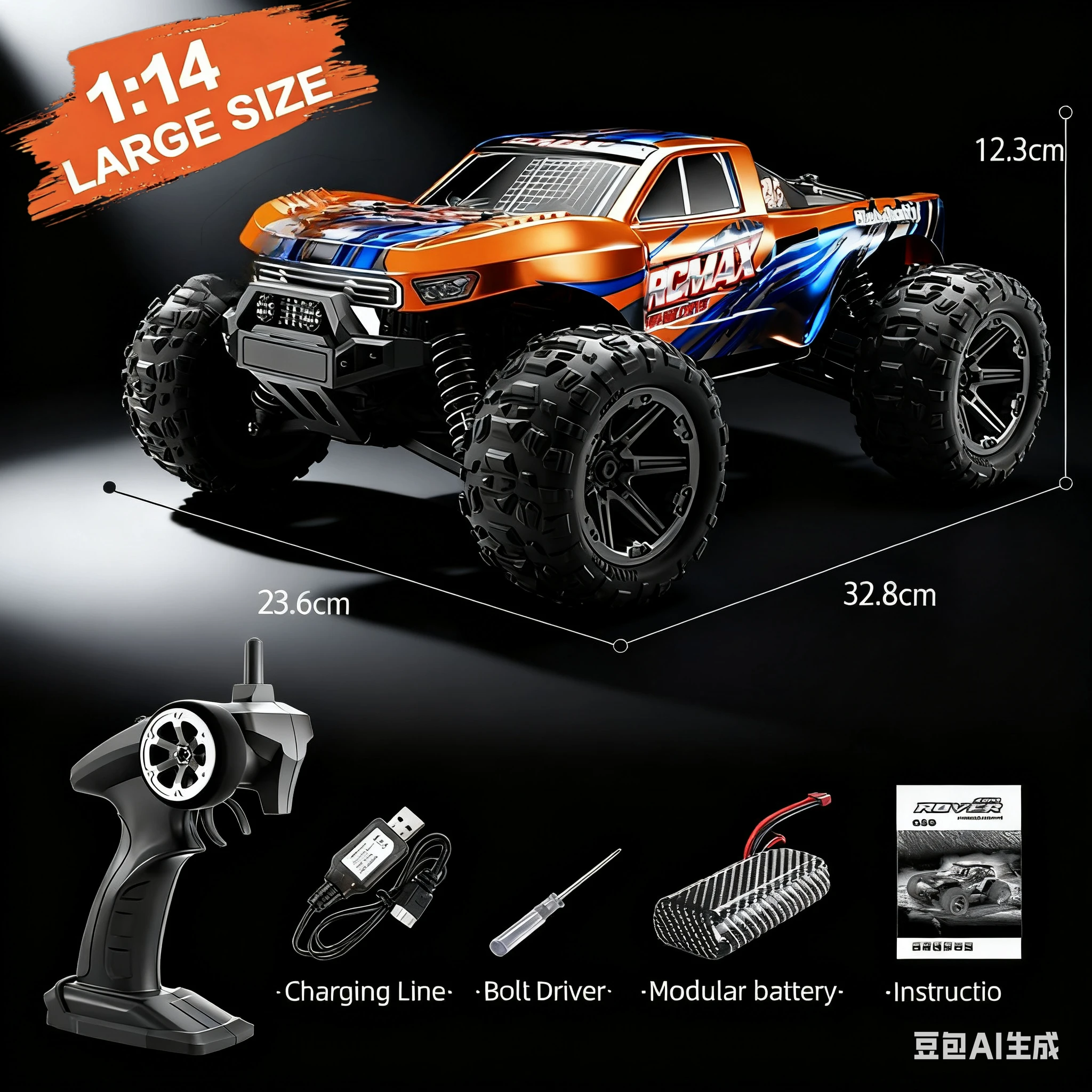 

2025 New 1:14 Scale Large RC Cars 50km/h High Speed RC Cars Toys for Boys Remote Control Car 2.4G 4WD Off Road Monster Truck