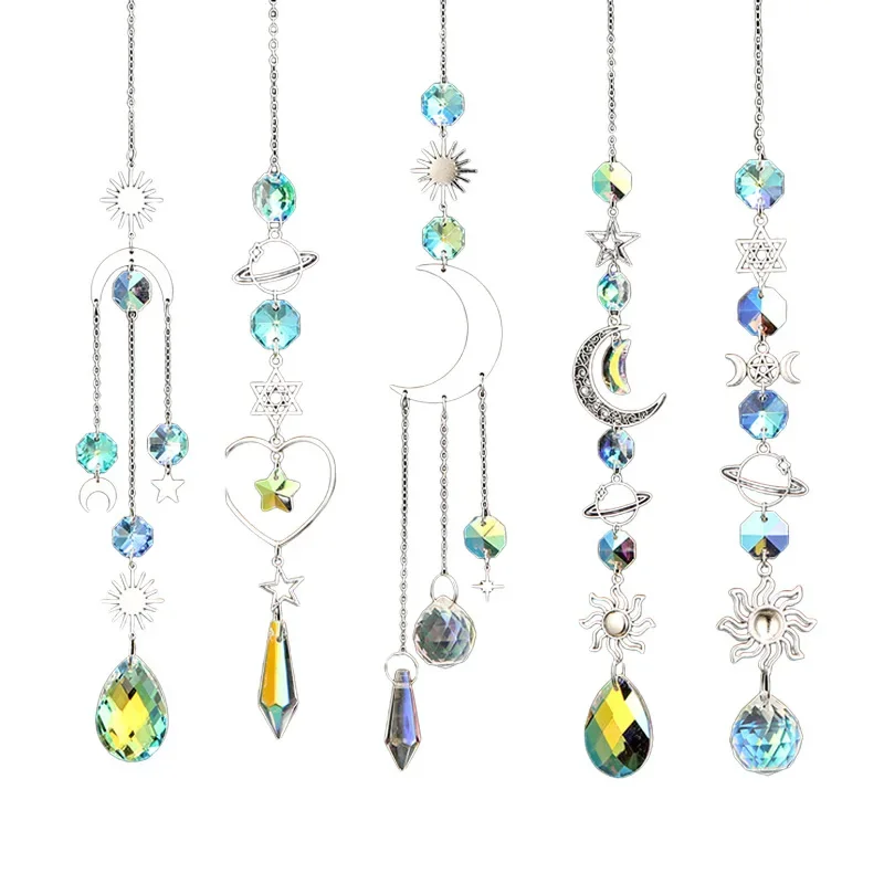 

Diamond Prisms Pendant Crystal Wind Chime Dream Catcher Moon Sun Catcher Garden Decor Rainbow Hanging Drop Home Decor Windchime