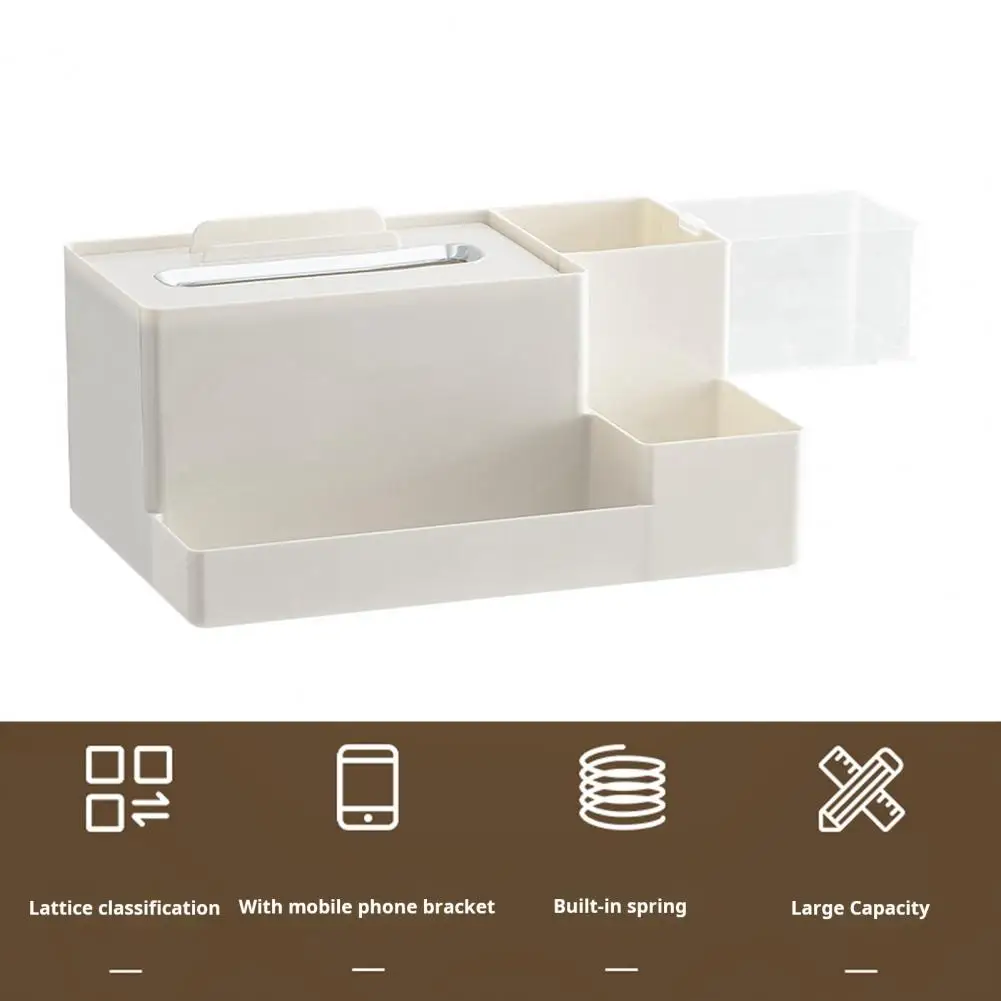 

Drawer Box Rectangular Tissue Holder with Mobile Phone Stand Capacity Storage Box Multifunctional Non-slip Design for Home