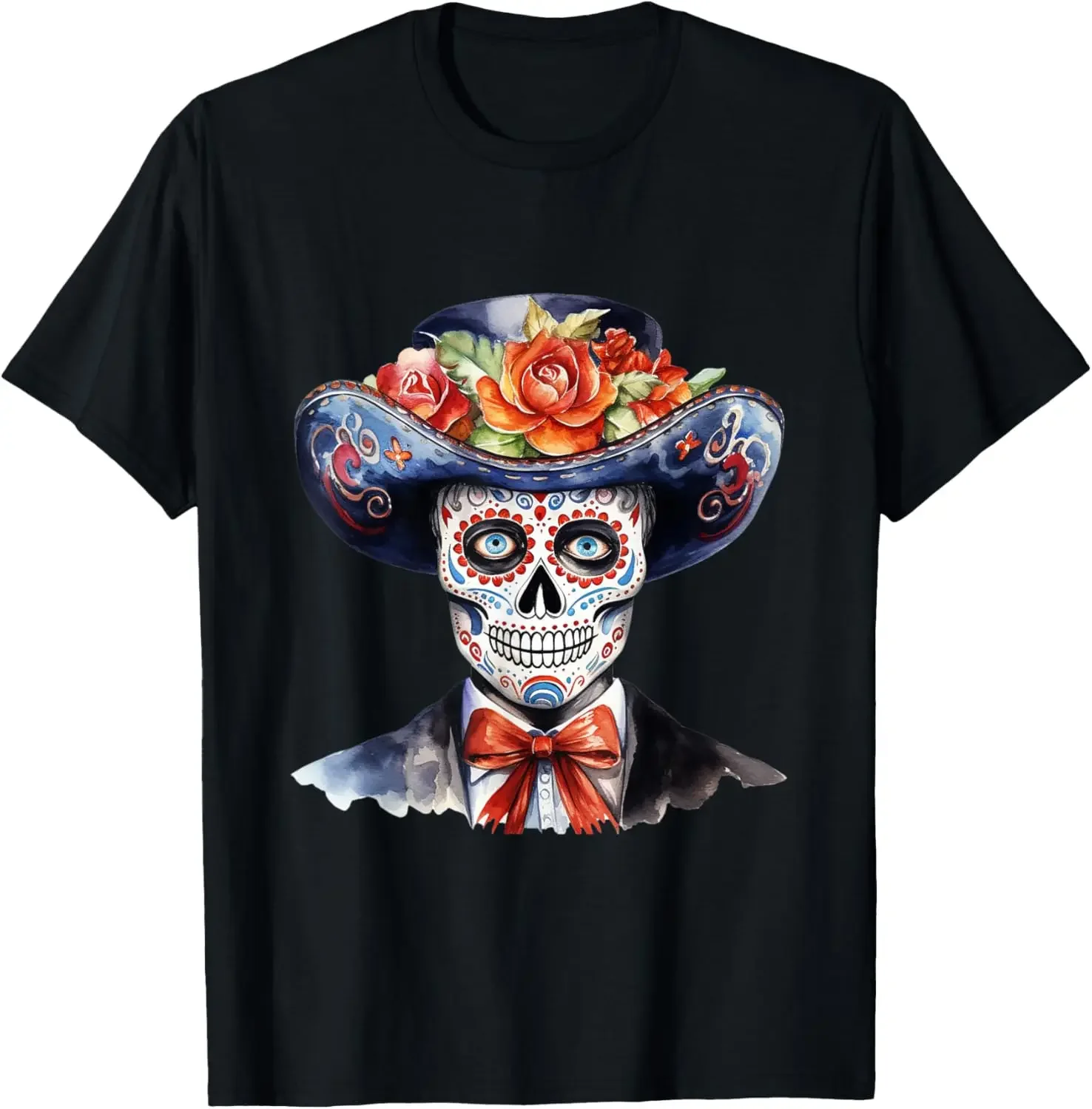 

Womens Sugar Skull Day Of The Dead Dia De Los Muertos T-Shirt