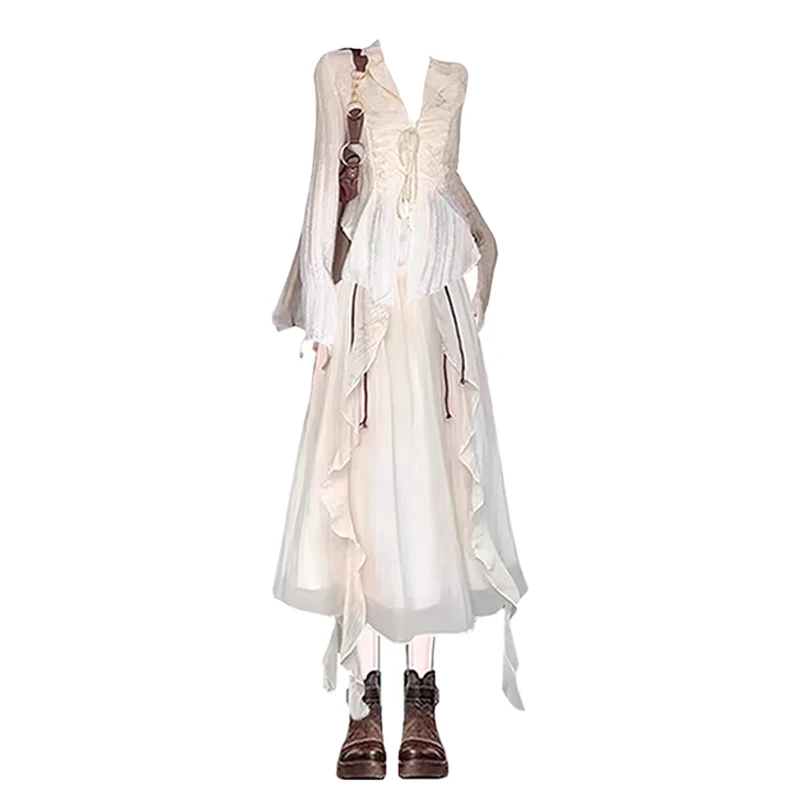 Ele irt Top And Strap Dr Set in due pezzi Dimagrante Sentimenti di fascia alta Faionable V-Ne Long Sve Summer Outfit