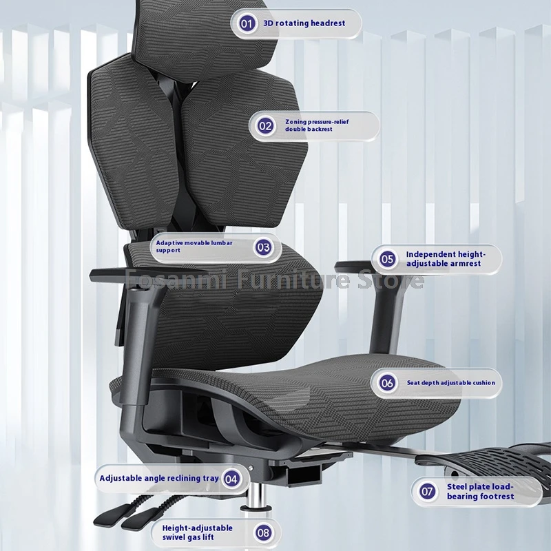 Silla de oficina de malla con respaldo de soporte Zoned ergonómico, silla reclinable ajustable para ordenador de juegos, silla giratoria elegante para el hogar