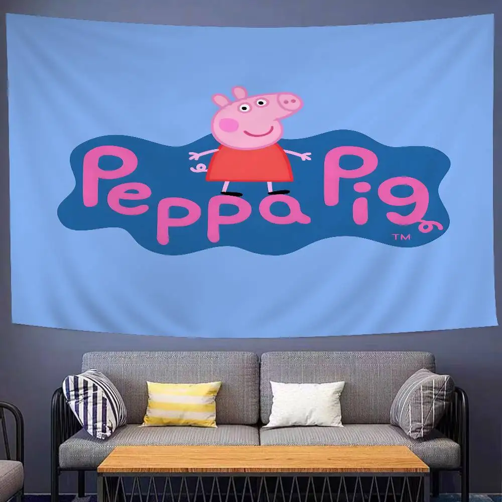 P-PeppaS P-PigS Cartoon Cartoon Tapestry Art Science Fiction Room Home Decor Wall Hanging Sheets