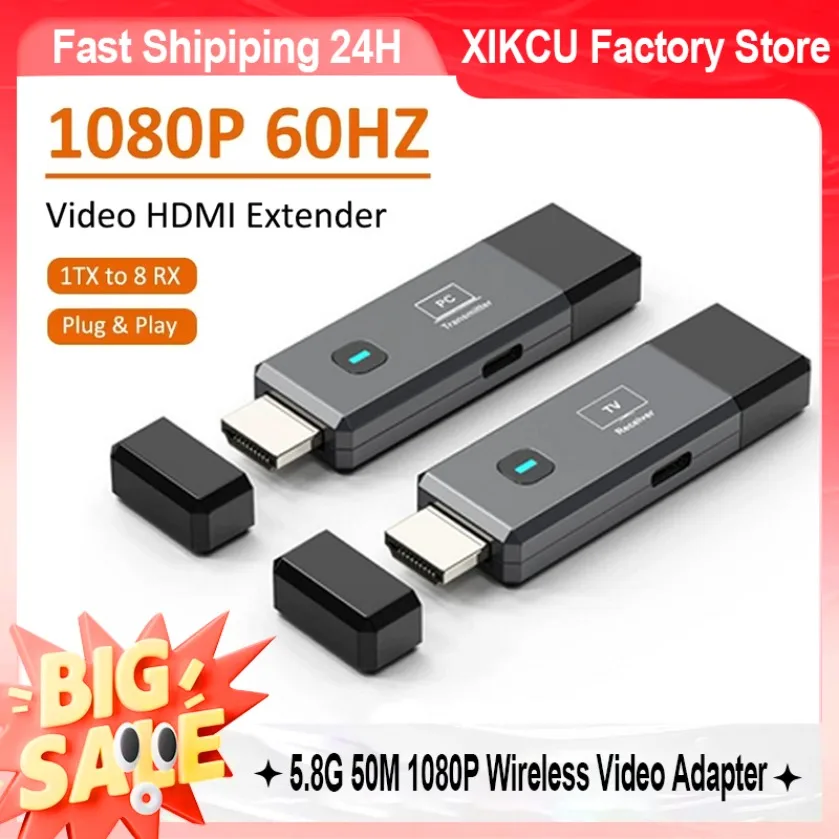 

50M Wireless HDMI-Compatible Transmitter and Receiver 5.8G 1080P Type-C Port Wireless Video Adapter for iPad/TV/Projector/Laptop