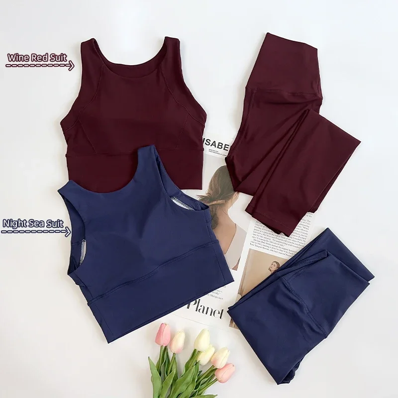 طقم يوجا نسائي عالي المرونة مكون من قطعتين مع حمالة صدر رياضية وسراويل ضيقة عالية التمدد مع بدلة رياضية نسائية كوستر #3