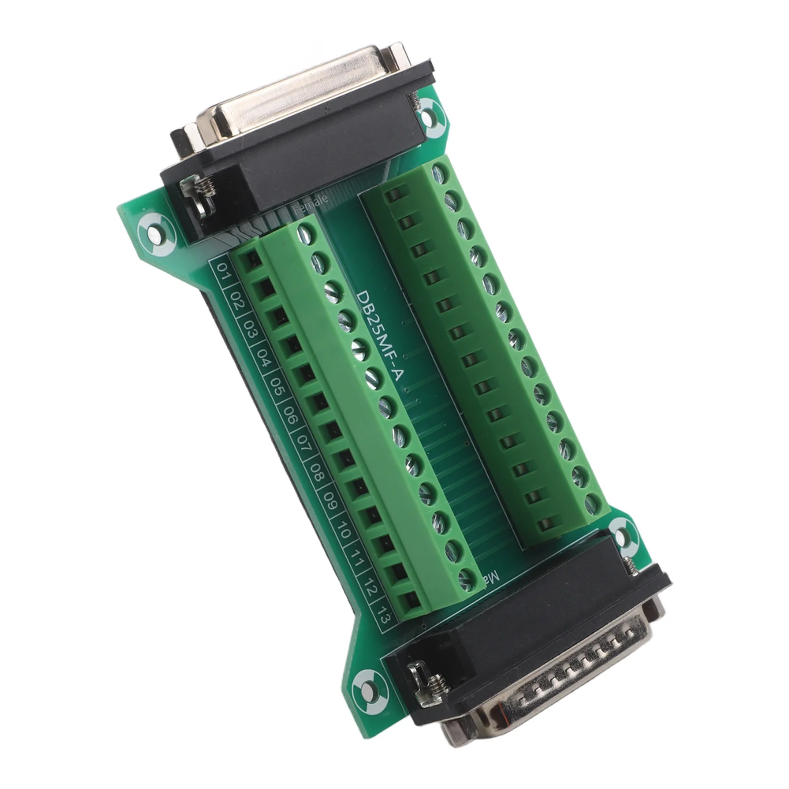 DB25MFA Terminal Block Adapter with Solderless Male Female Connector Board for Electronics and Field Installations