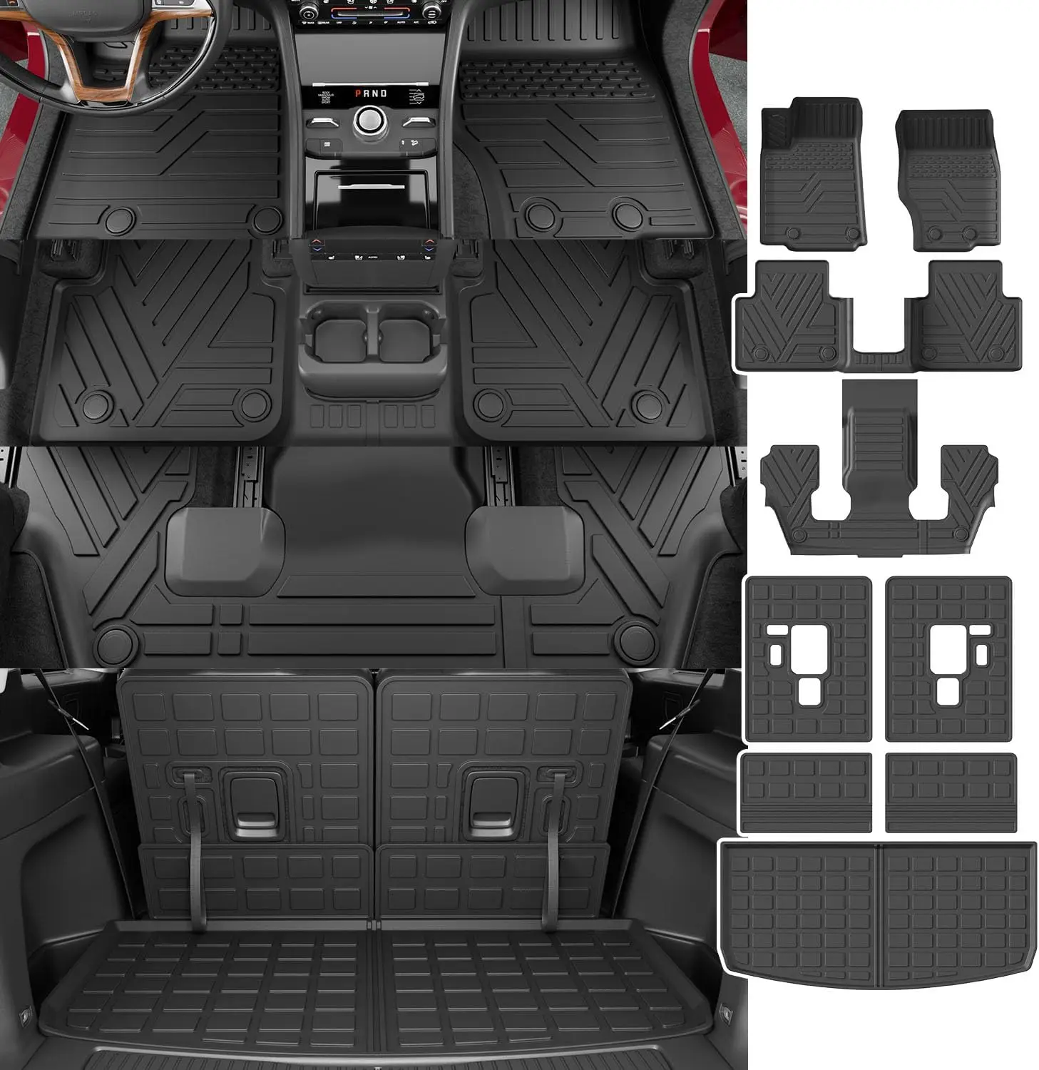 Floor Mat Compatible with 2021-2024 Jeep Grand Cherokee L Cargo Mat Backrest Mat Replacement for 6Seat Grand Cherokee L