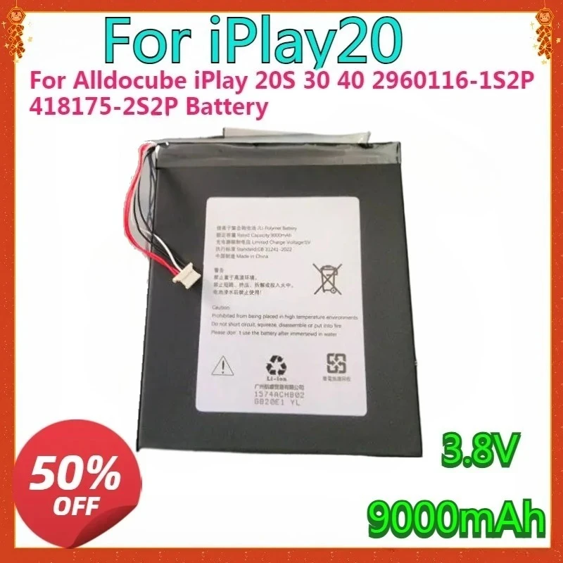 

For Alldocube iPlay 20S 30 40 Iwork10 Pro Book13 i9 2960116-1S2P 418175-2S2P i15-TD BL-IP40 3449119-1s2p i1305 Tablet Battery
