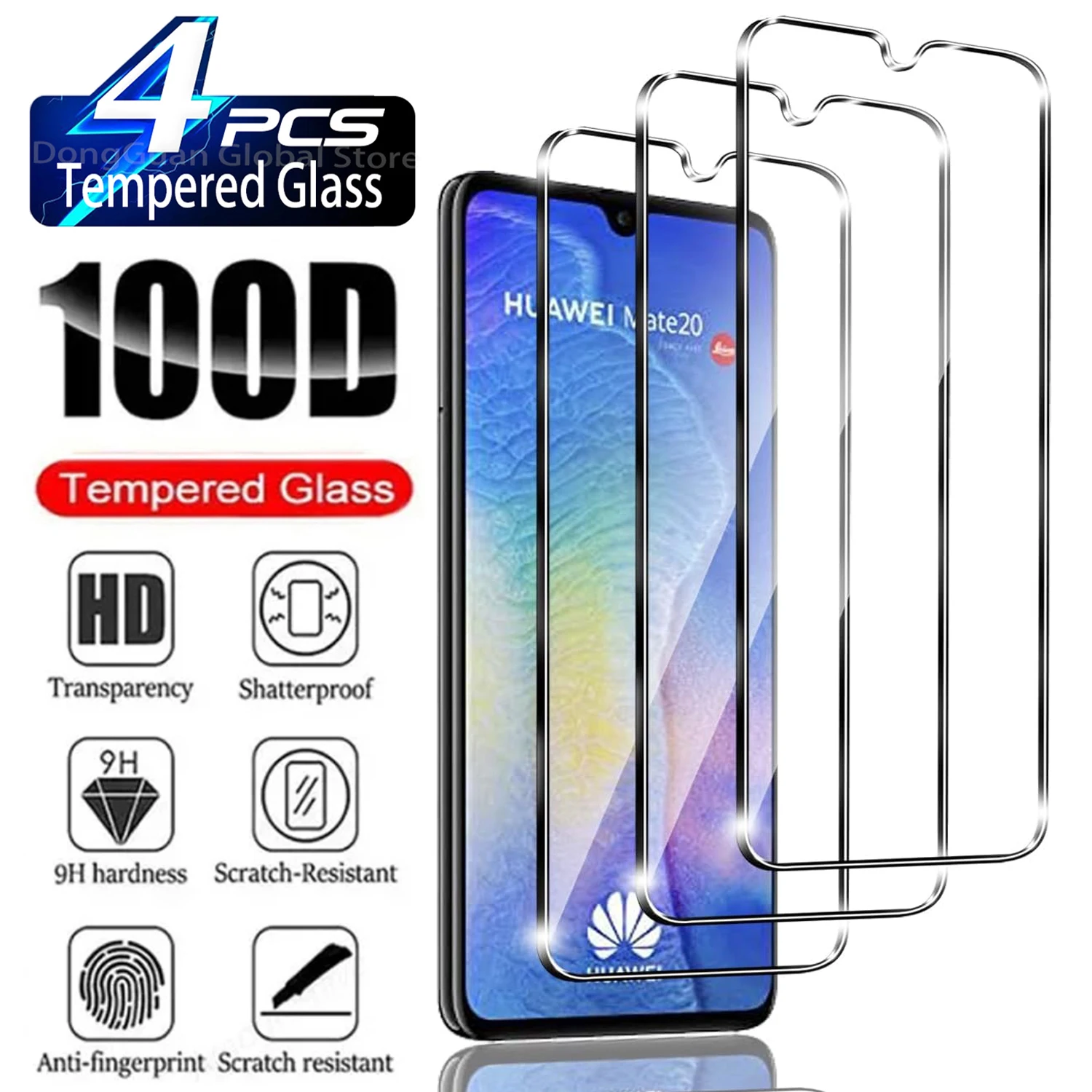 

For Huawei Mate 20,HD Tempered Glass Screen Protector 2/4Pcs 9H