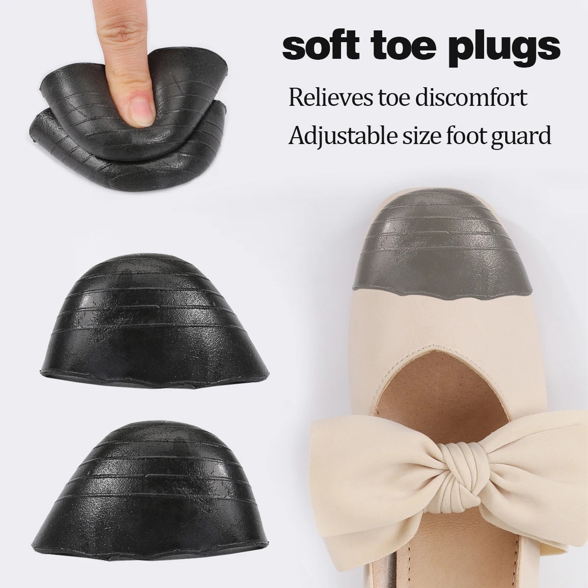 1 pairs fillister head Anti Forward Sliding Toe Pad Cuttable PU Foam Toe Plugs,Washable Shock Resistant Toe Inserts Shoe Filler