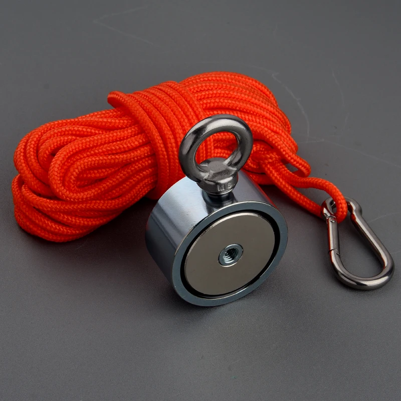 75/60/48mm Super Strong NdFeB Magnet Double Sided Fishing Magneat with Countersunk Hole Eyebolt for Salvage Magnetic Fishing
