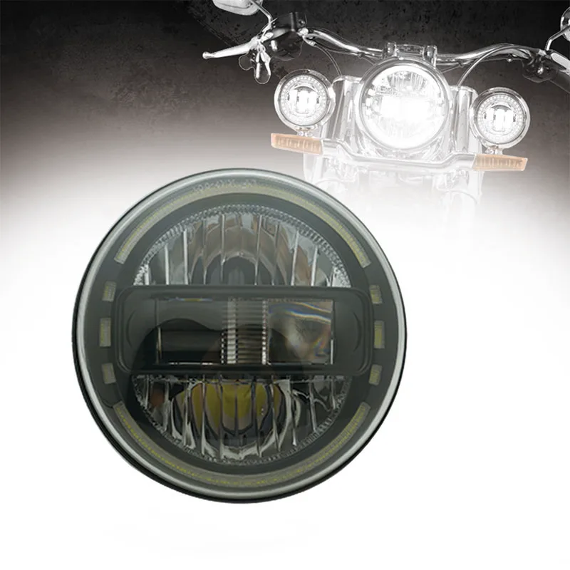 

1PCS 7" H4 LED Headlight For JK Lada Niva 7inch Halo Angel Eye DRL DOT Led Motorcycle Headlamp For Harley Softail Slim Fat Boy