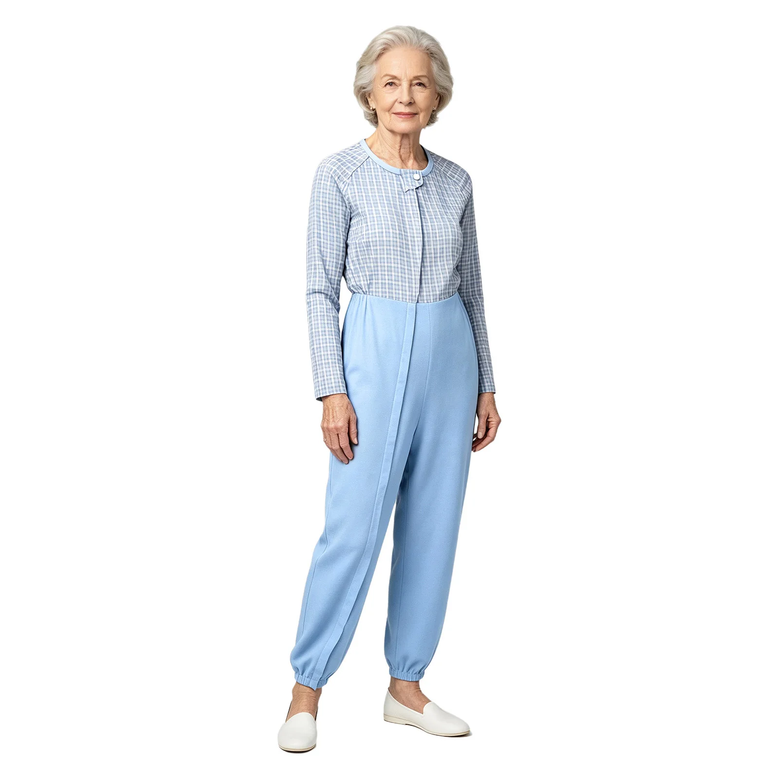 Adults Unisex Anti-strip Adaptive Jumpsuit Long Sleeve Patchwork Full Zipper One-piece Rompers for Elderly Special Patchwork