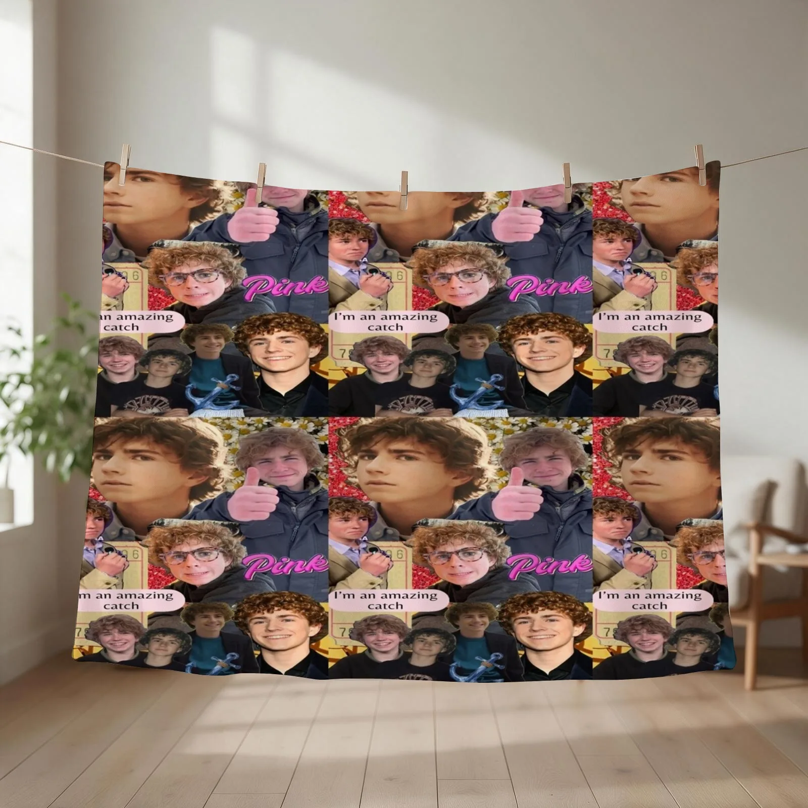 percy jackson walker scobell collage Throw Blanket wednesday blankets and throws Luxury Brand Retros Blankets