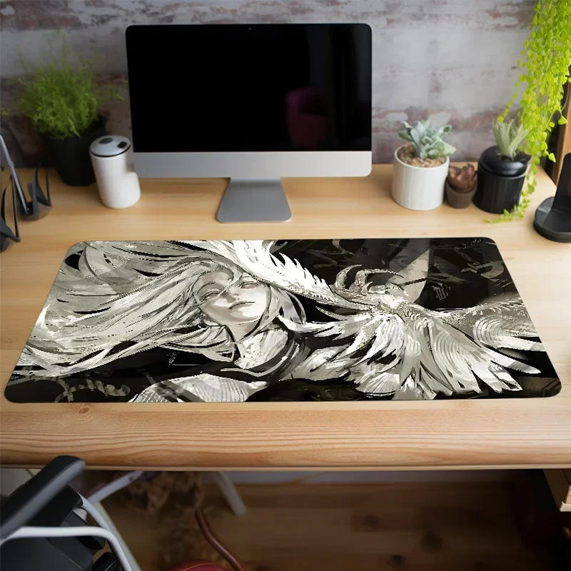 白髪の女の子 アニメスタイル マウスパッド デスクアクセサリー 滑り止めゴムベース ゲーマーやオフィス向け 友人やティーン向けのギフトに最適