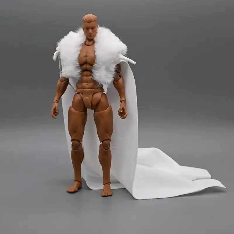 Capa de figura de acción masculina de 6 pulgadas, escala 1/12, traje general de tres reinos con cuello de piel