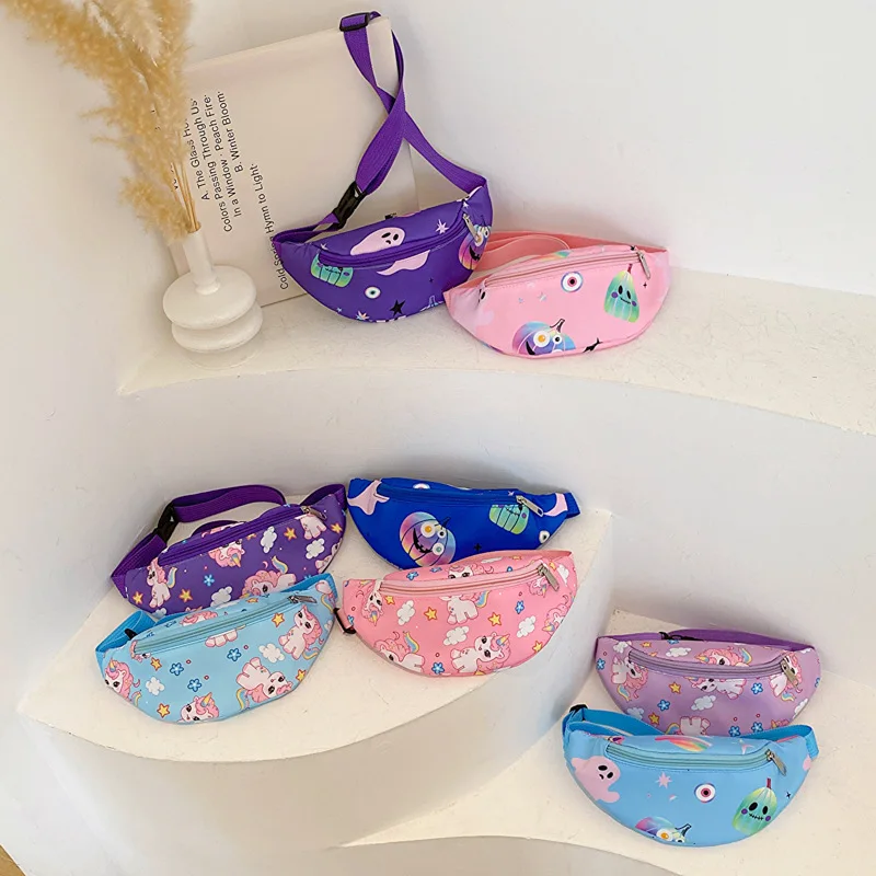 

Нагрудные сумки для мальчиков и девочек с героями мультфильмов и аниме, детские поясные сумки с милым маленьким принтом лошади, новые дорожные детские кошельки для монет