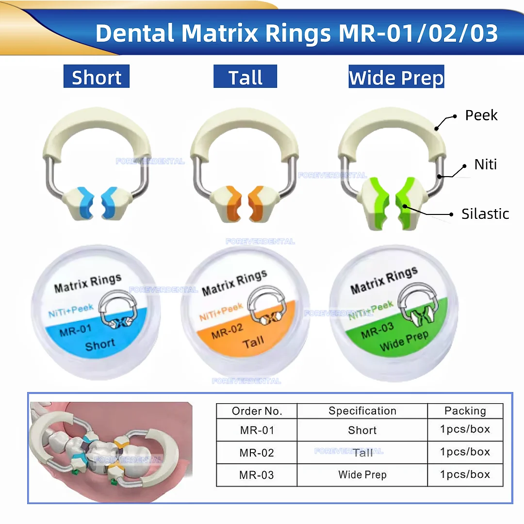 

3SizesDental Sectional Matrix System Nickel Titanium Alloy Matrices Clip Ring Bands for Pediatric Dentistry Autoclavable & Multi
