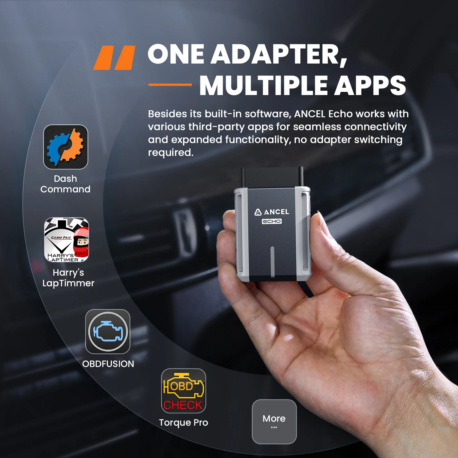 ANCEL Echo Obd2 الماسح الضوئي النفط EPB BMS إعادة تعيين تسجيل البطارية ثنائي الاتجاه جميع النظام obd 2 أدوات التشخيص لنظام iOS أندرويد