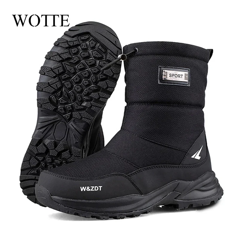 Botas masculinas de inverno 2025 sapatos de inverno botas de neve à prova dwaterproof água antiderrapante pele grossa bota de inverno para-30 graus plataforma botas de neve