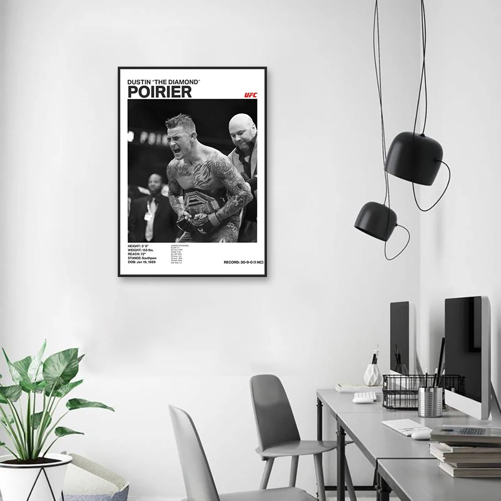 Sieg-Moment! Kampfsport-Figuren-Poster | Motivierende Fitness-Wandkunst | Schwarz-Weiß-Kunstdekor-Druck | Champion Spirit Thema – Detail 5