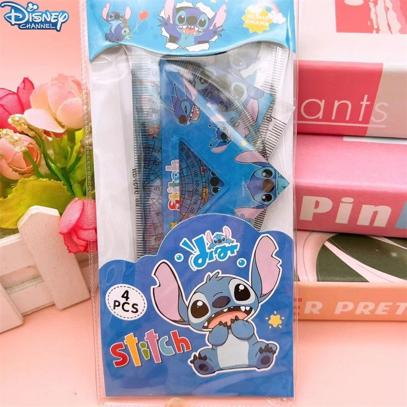 

Новый набор Star Baby Stitch Disney, мультяшная линейка из 4 предметов, пропуск и набор треугольных линий, должен иметь для милого обучения.