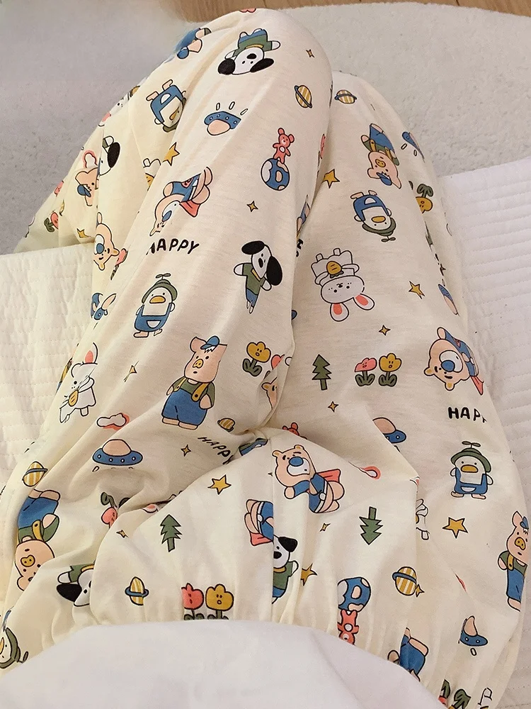 

Women's Cotton Sp Pants Summer Thin Long Casual Loose Outerwear Spring Autumn Winter Home Clothes Animal Patterned