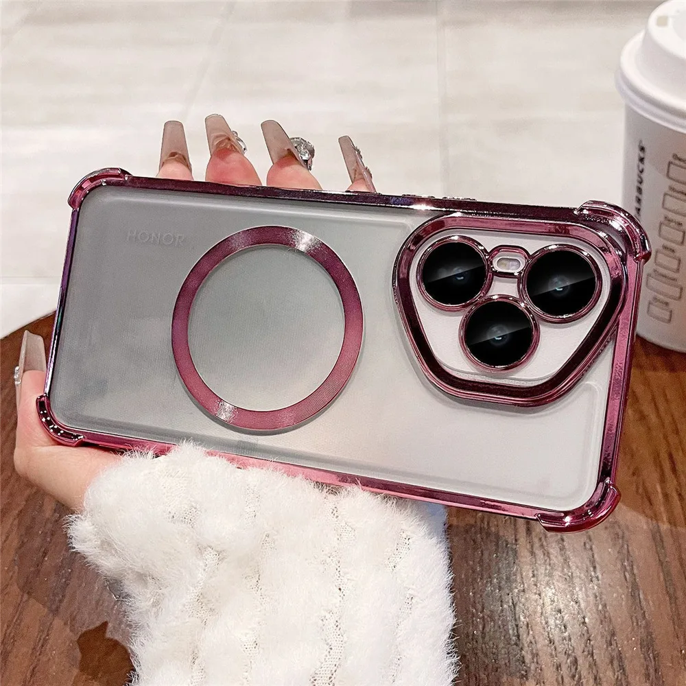 حافظة هاتف مغناطيسية فاخرة مضادة للصدمات لهاتف Honor 400 500 Pro Smart 200 Lite 300 100 90 80 70 60 50 غطاء سيليكون شفاف
