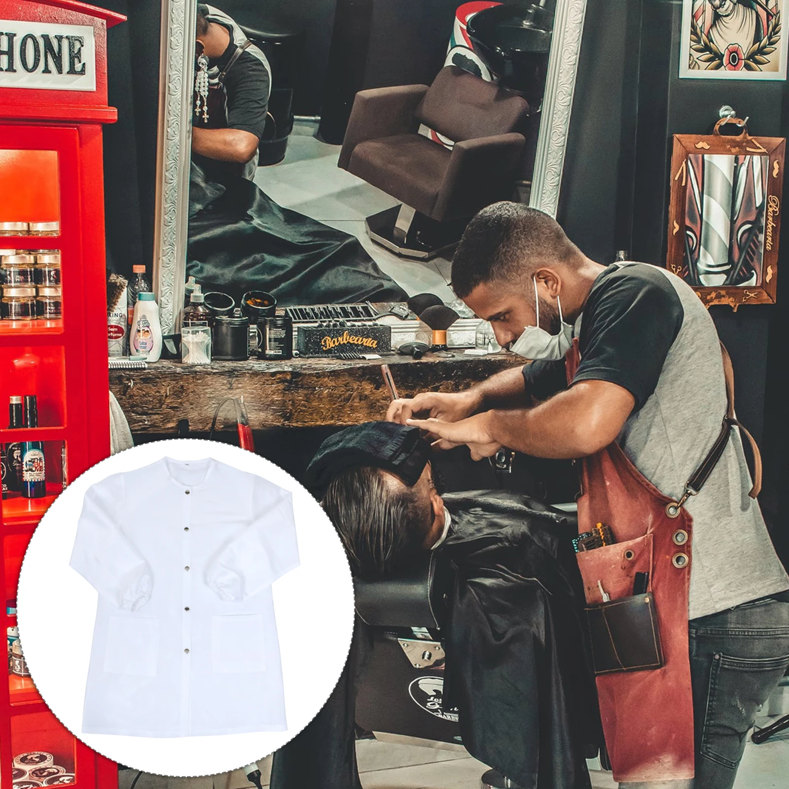 

Premium Haircut for Salon Stylists Long Sleeve Barber Shop Apron Professional Hairdresser Smock Comfortable Skin-Friendly Hair