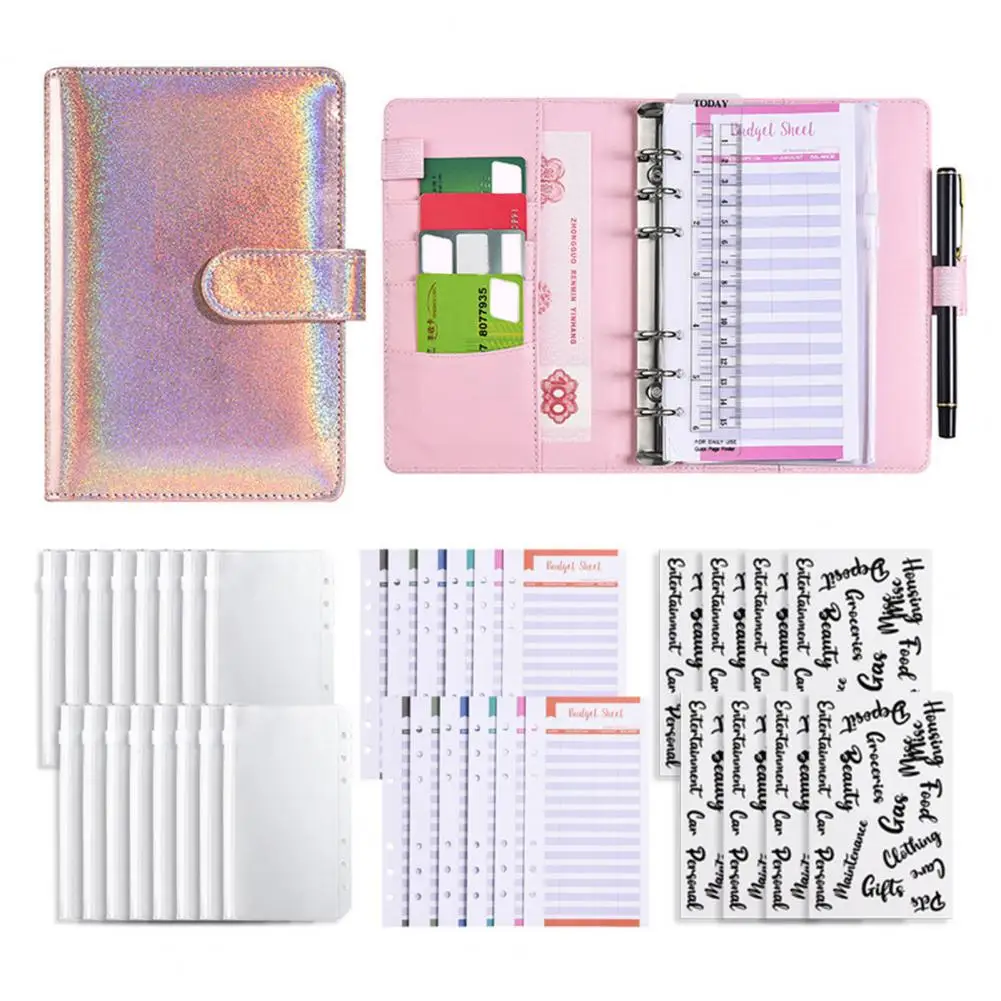 ペンホルダー付きのお金の予算バインダー、スケジュールブック、予算予算の現金封筒、a6