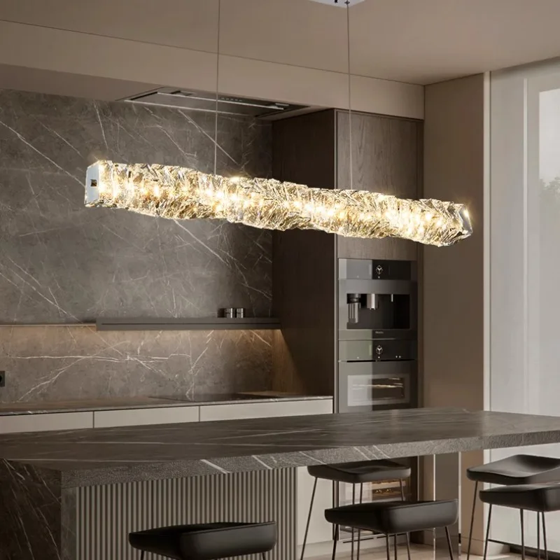 

Designer long restaurant crystal chandelier 2025 new light luxury atmosphere high-end dining room bar lamp