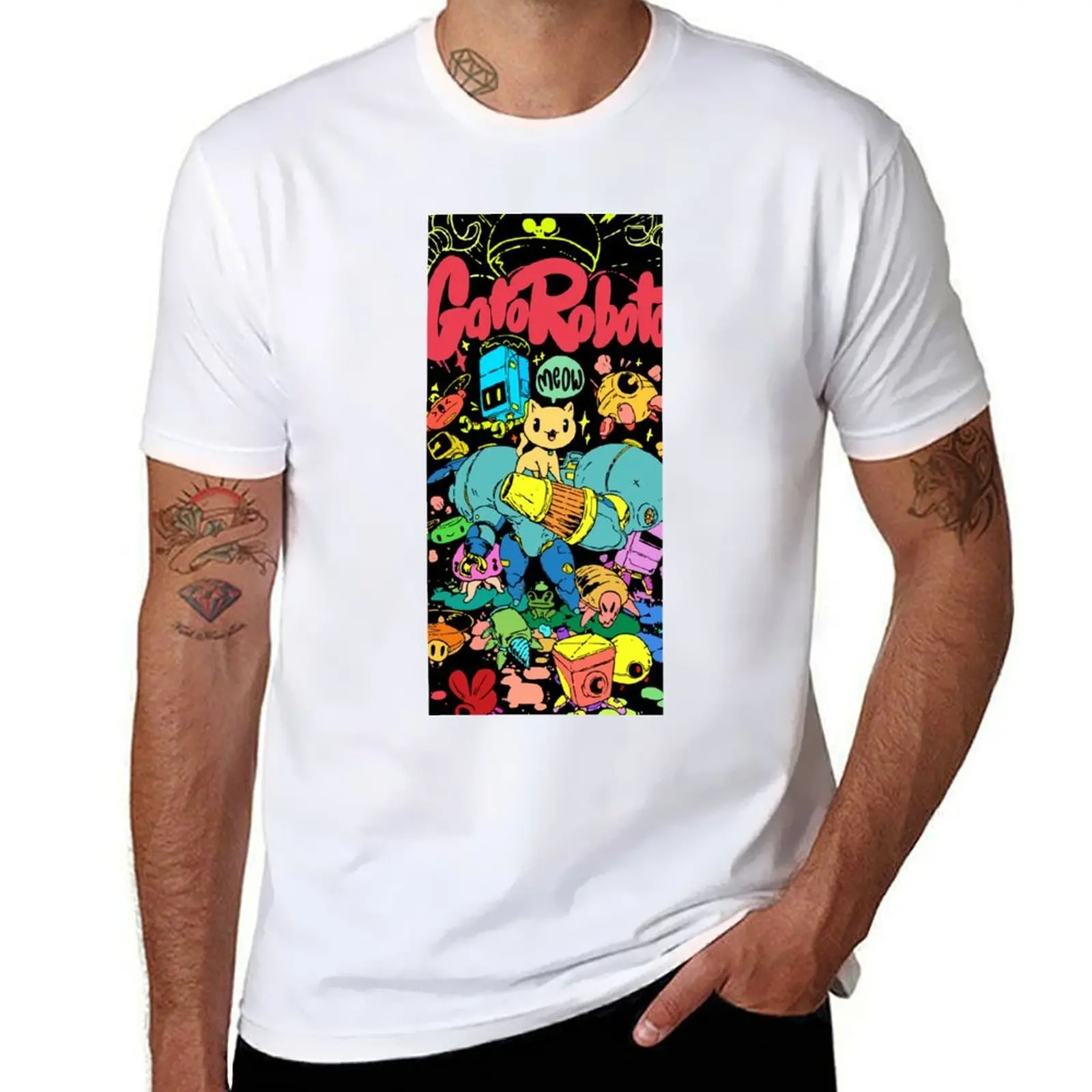 

gato roboto T-Shirt cotton t shirts high quality man t shirt heavy cotton T-Shirt