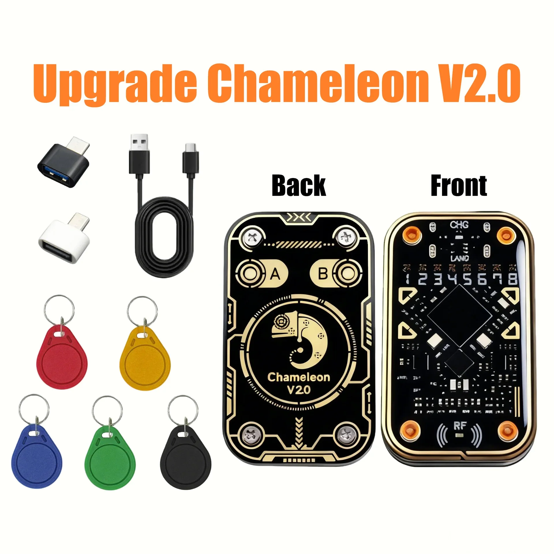 News Chameleon Ultra V2.0 RFID Smart Chip Reader NFC Duplicator Keychain 125Khz 13.56Mhz Card Decode 3XCUID 6XUID
