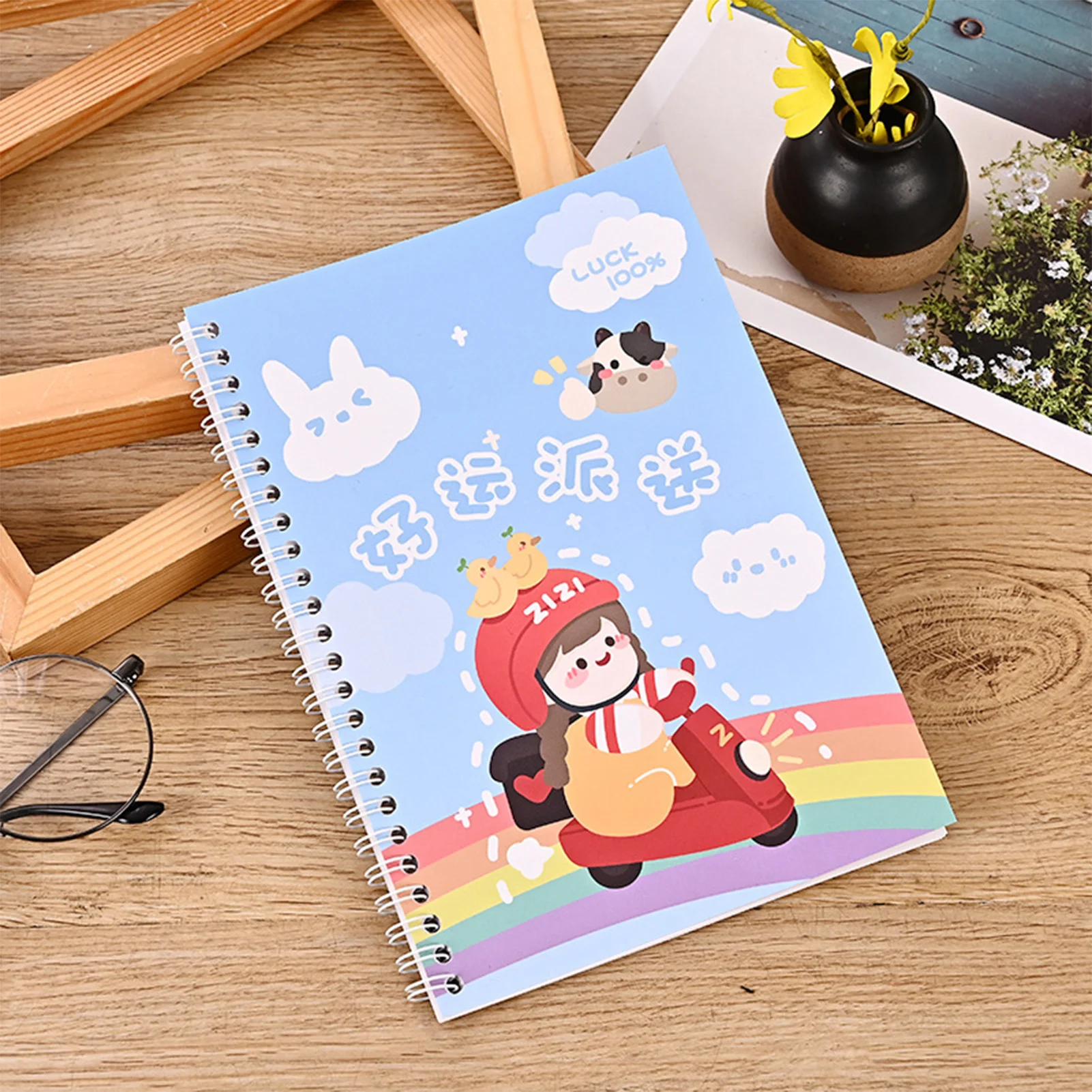 Cartoon A5 Ring Notebooks Thickened Portable Summary Collection Notebook Suitable for Record Holiday Life