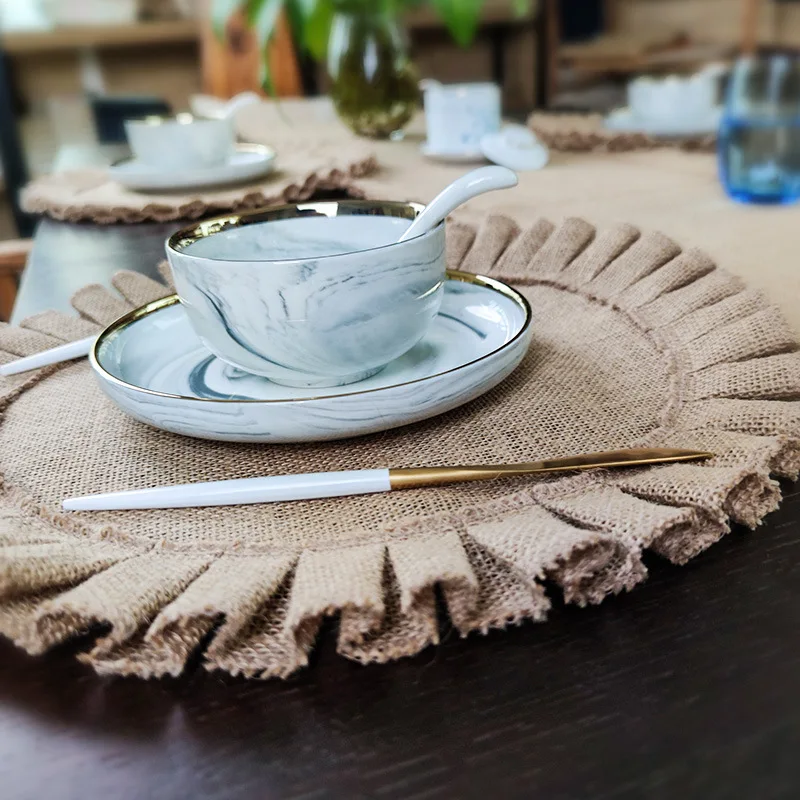 6/4pcs Jute Woven Placemat Nordic Style Dining Mat Environment Protection Jute Linen Insulation Home Dining Table Decoration Mat