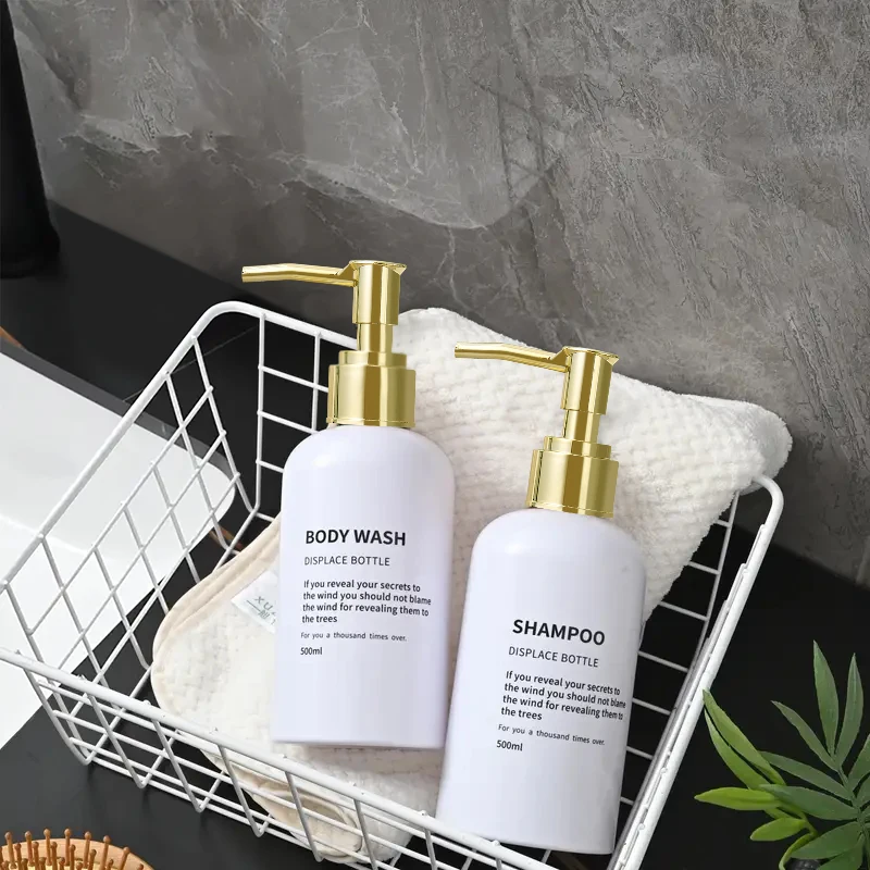 Refillable Shower Soap Bottles with Gold Pump, Shampoo and Conditioner Soap Dispenser for Bathroom Decor Upgrade view 3