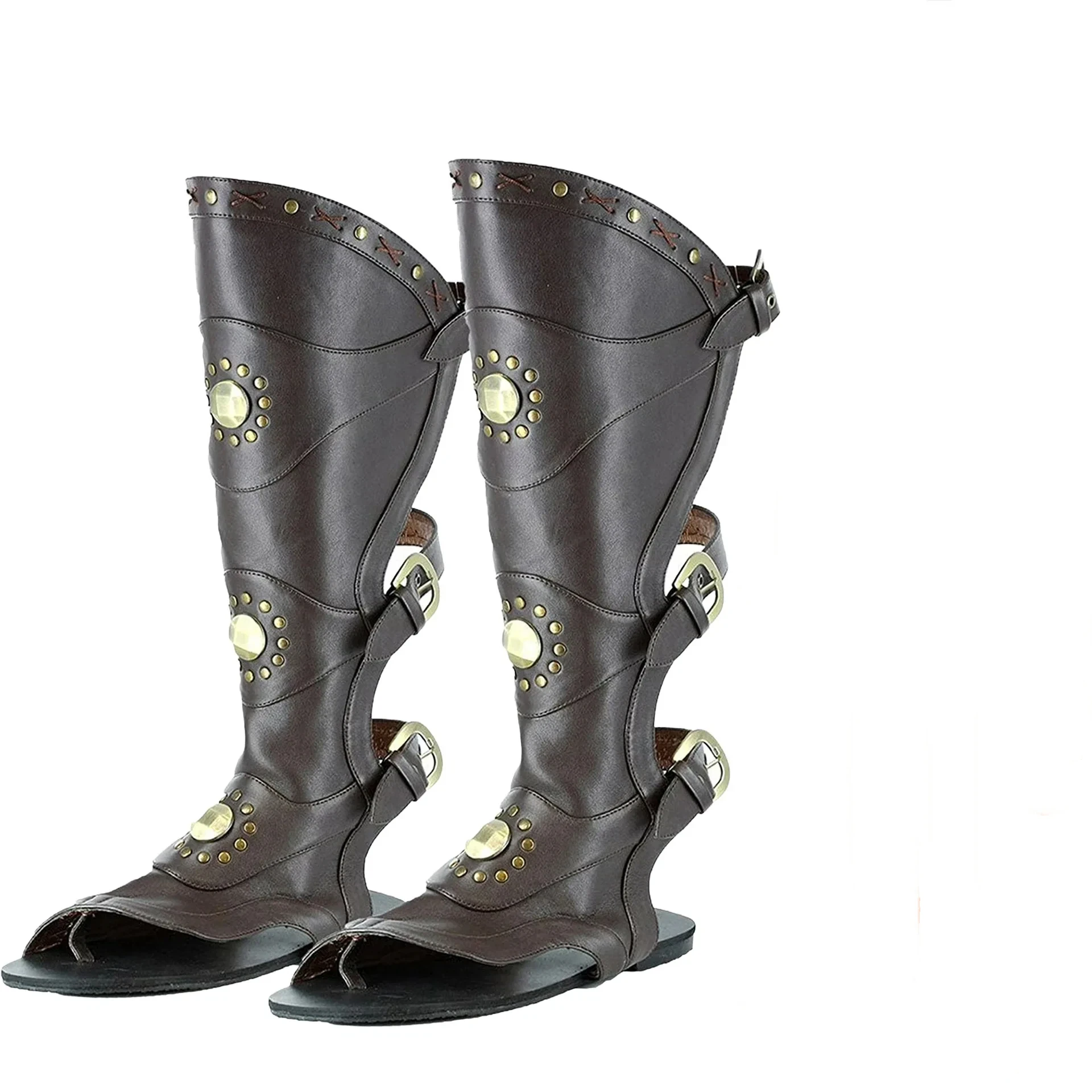 Neue mittelalterliche Renaissance-Sandalen mit Nieten, hohe Stiefelsandalen, römische Rittersandalen für Herren, Cosplay-Kriegersandalen, Sommer-Strand-Freizeitschuhe für Halloween. – Detail 5