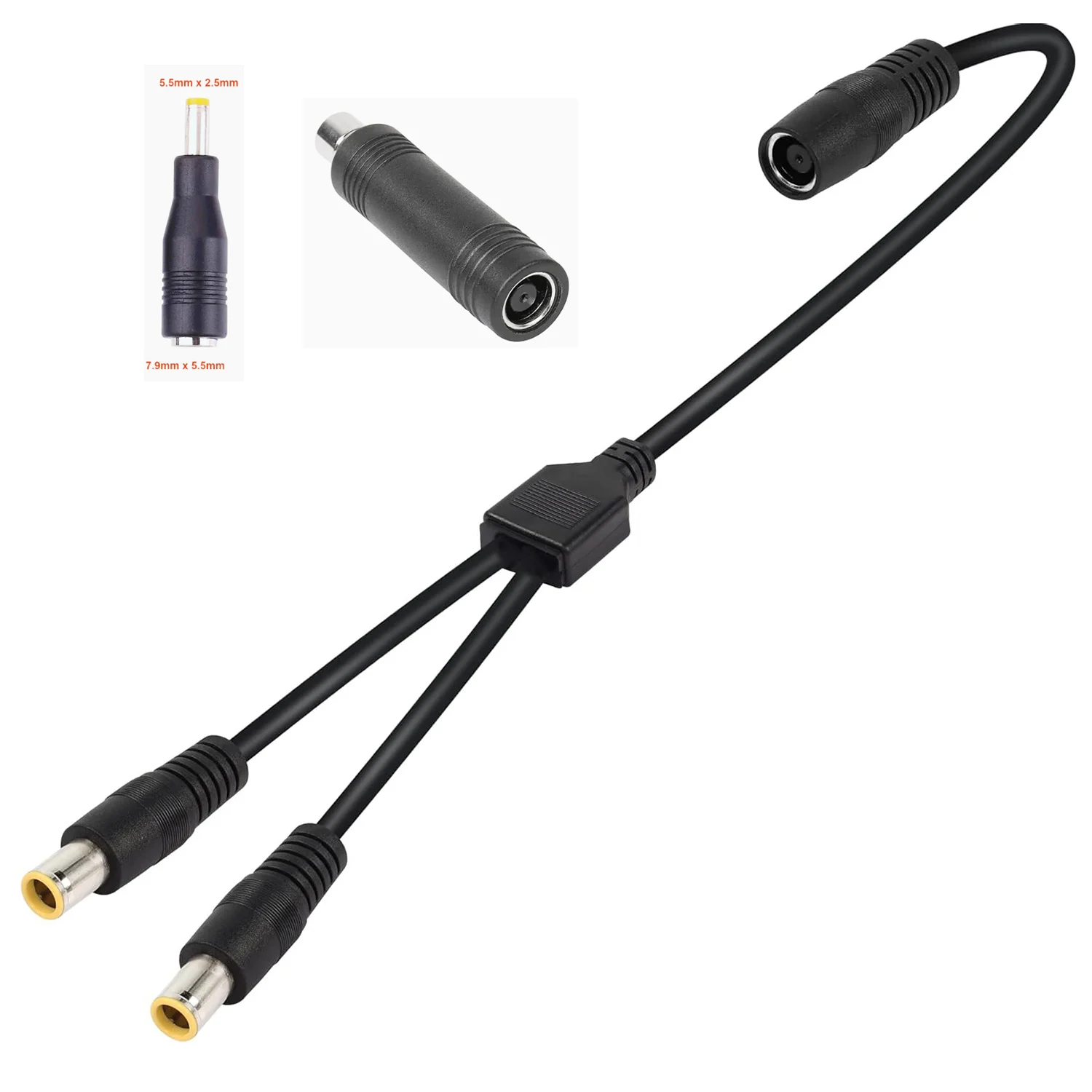 DC 14AWG 8mm 7.9mm Female to 2 Male Y Splitter Adapter Cable Cord for Portable Power Station Solar Panel Solar Power Bank 60cm